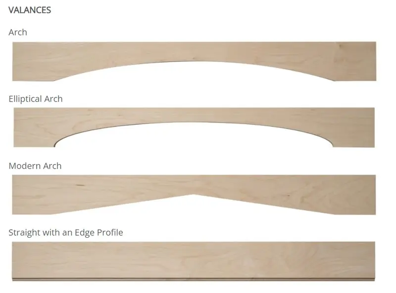 Decorative valances added to kitchen cabinets during professional cabinet refacing renovation