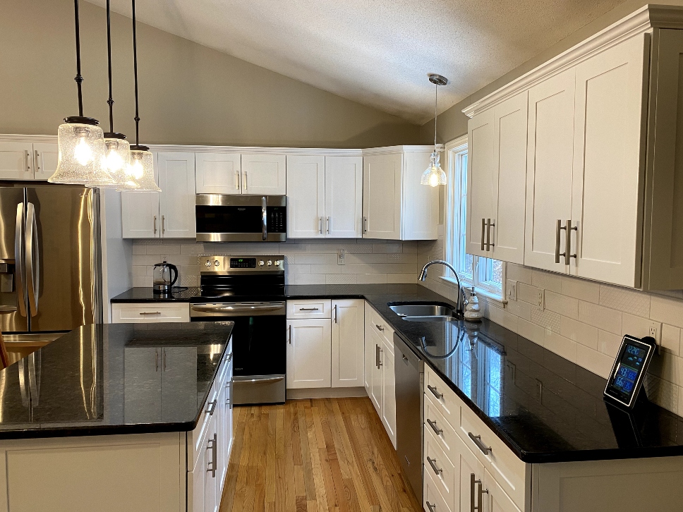 Cabinet refacing project completed in Monson MA with updated kitchen cabinets