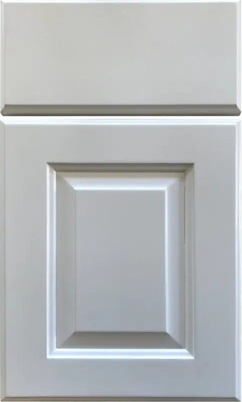 Raised panel cabinet door paired with flat slab drawer front