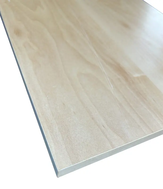 Slab cabinet door edge profile in a light natural finish