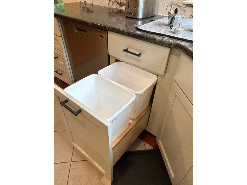Double trash and recycling pullout cabinet insert