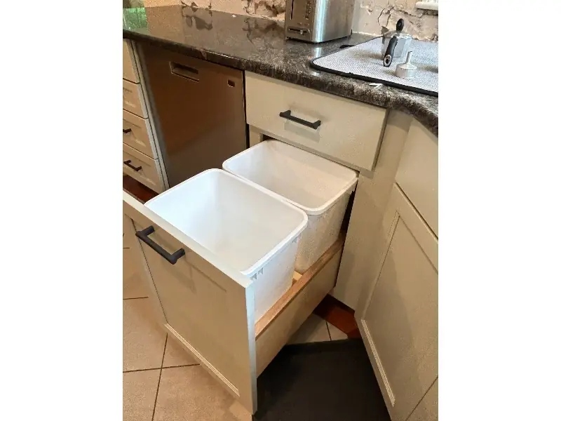 Double trash and recycling pullout cabinet insert