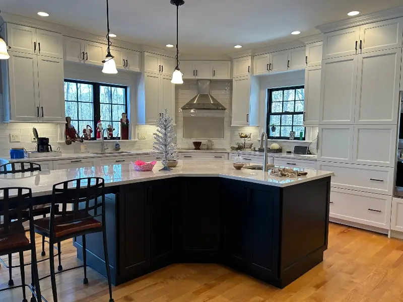 Custom white oak pantry cabinet with pull-out drawers — Western MA kitchen