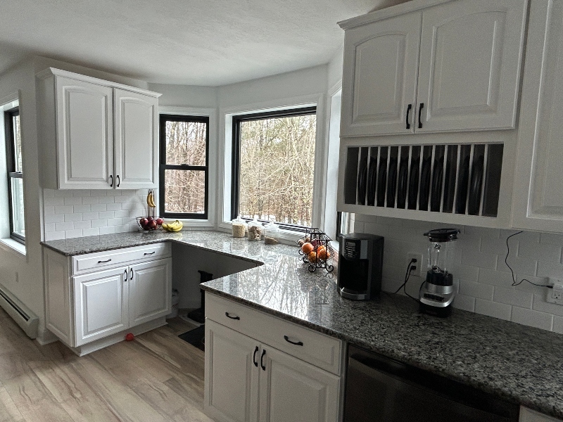 After cabinet painting in Ware MA — professionally painted kitchen cabinets with fresh color