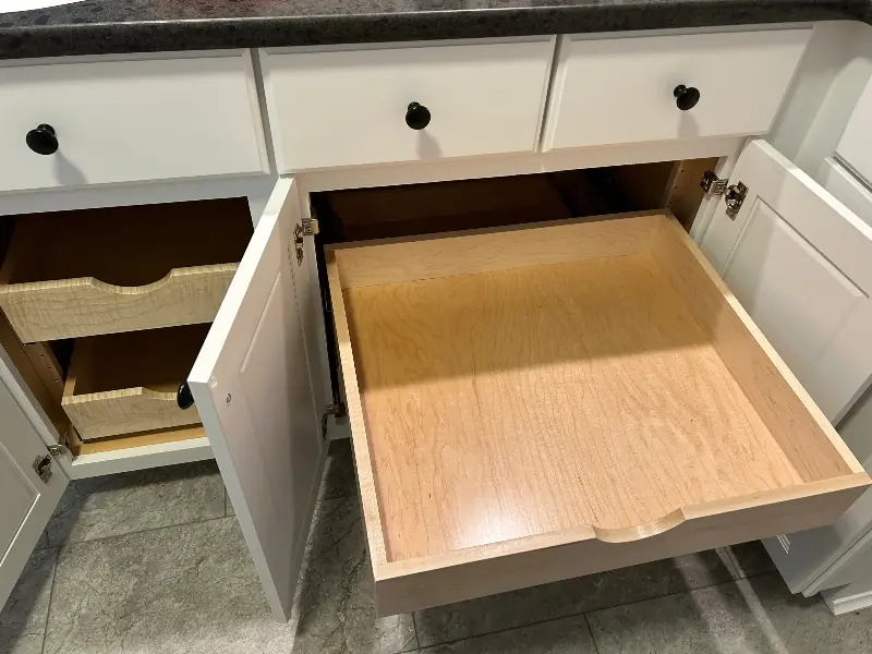 New dovetailed maple drawer box replacement during kitchen cabinet refacing project