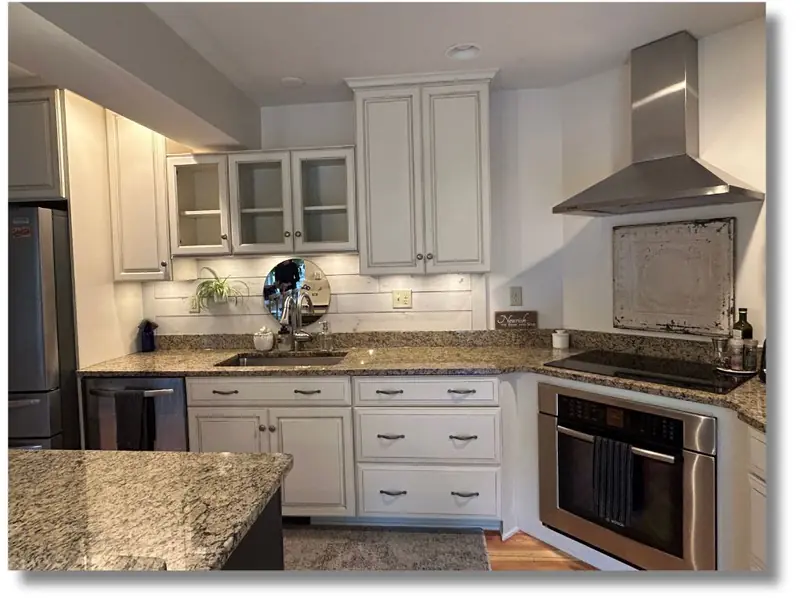Painted and glazed farmhouse-style kitchen cabinets — Homestead Cabinet Design Palmer MA