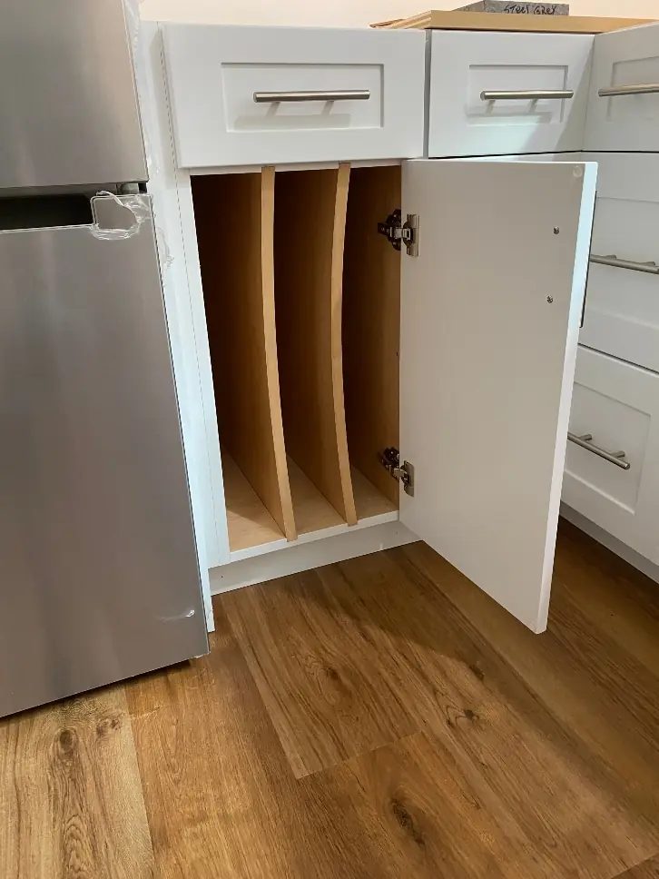 Pan divider organizer insert for kitchen cabinet storage
