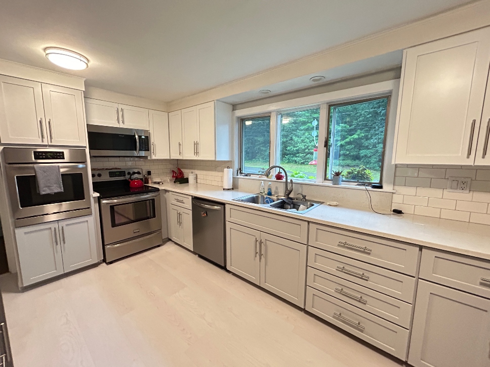 Updated cabinet refacing with new doors completed in West Brookfield MA